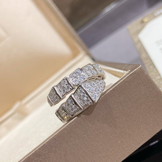 [⭐Hevara Jewelry]SERPENTI RING SILVER DIAMOND PAVED