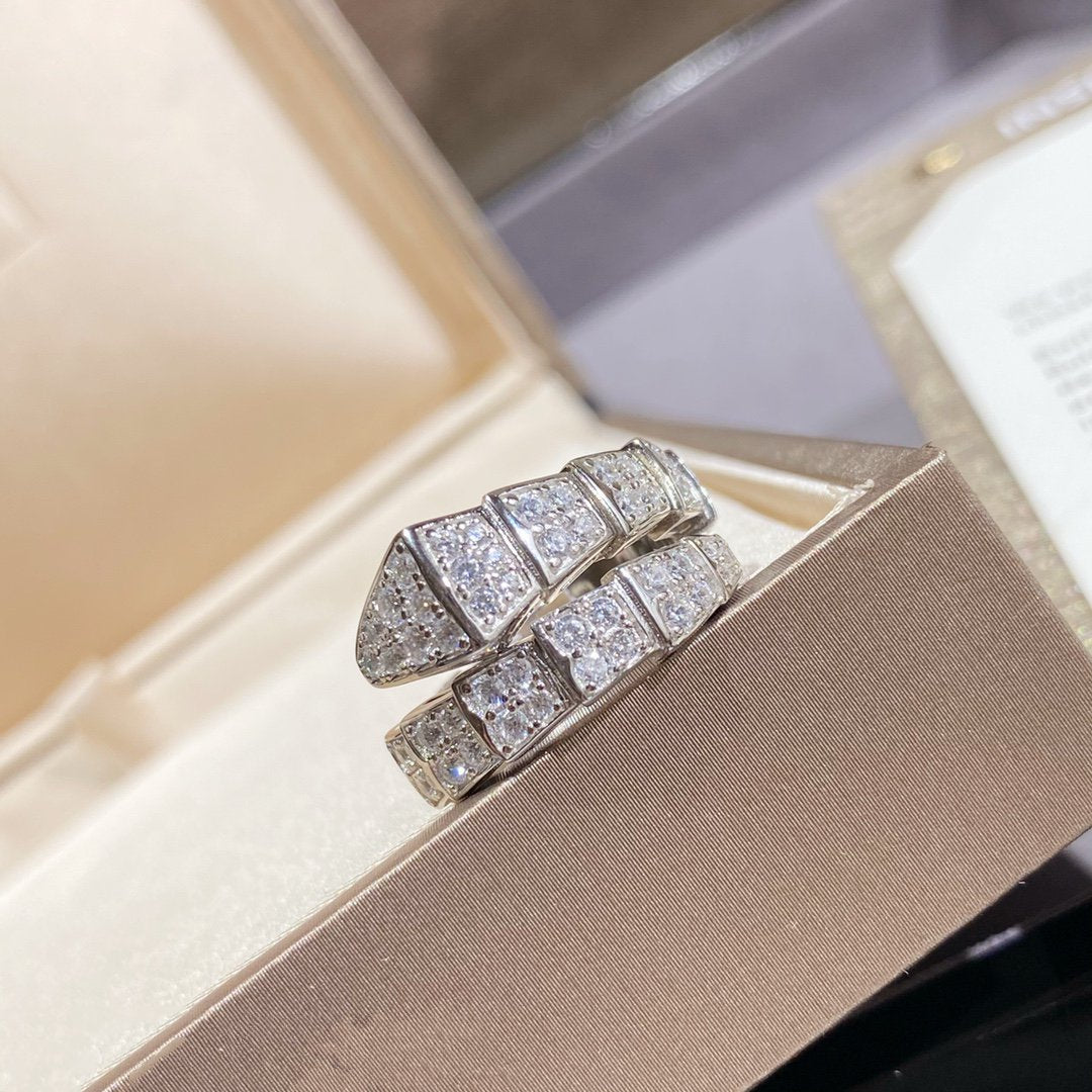 [⭐Hevara Jewelry]SERPENTI RING SILVER DIAMOND PAVED