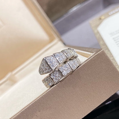 [⭐Hevara Jewelry]SERPENTI RING SILVER DIAMOND PAVED