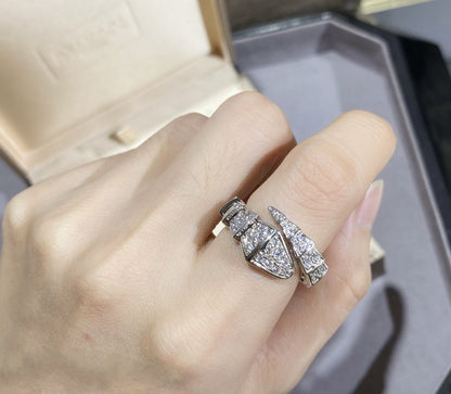 [⭐Hevara Jewelry]SERPENTI LARGE RING SILVER DIAMOND PAVED