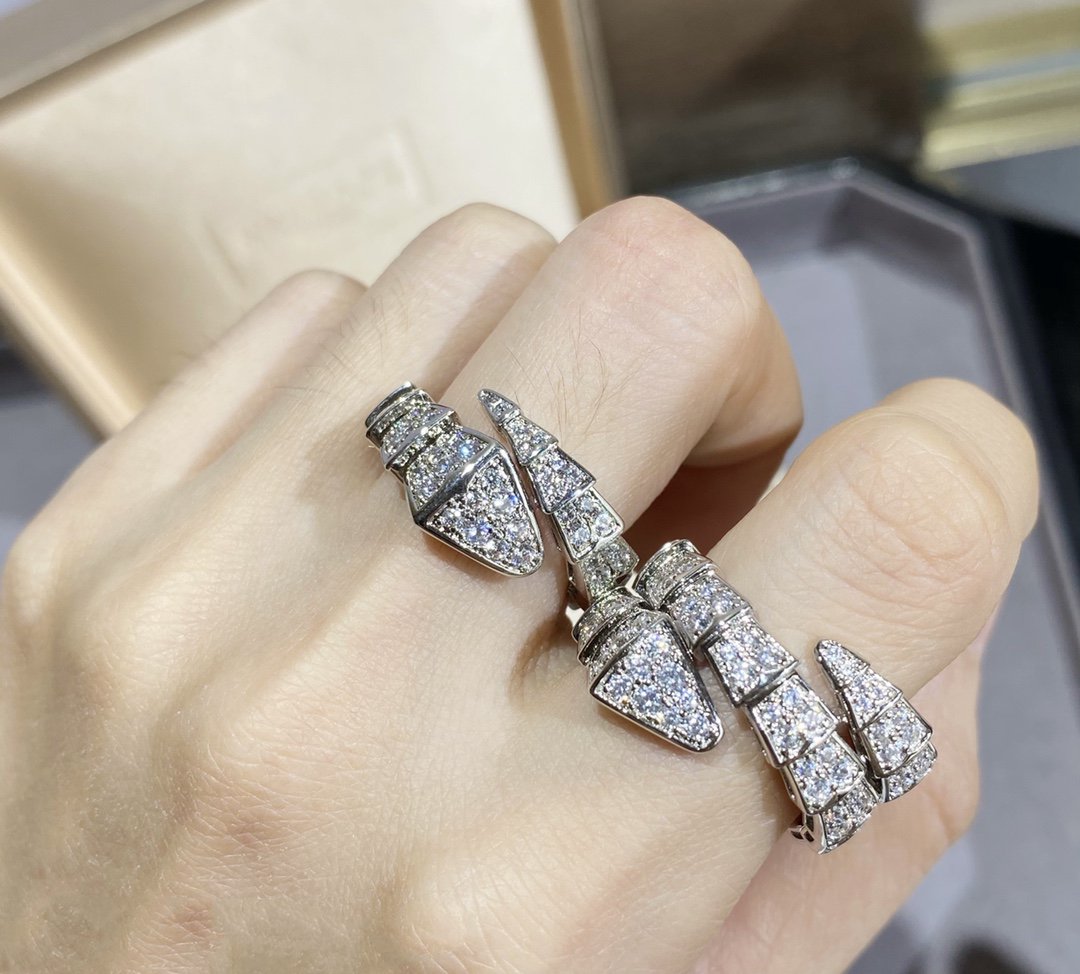 [⭐Hevara Jewelry]SERPENTI LARGE RING SILVER DIAMOND PAVED