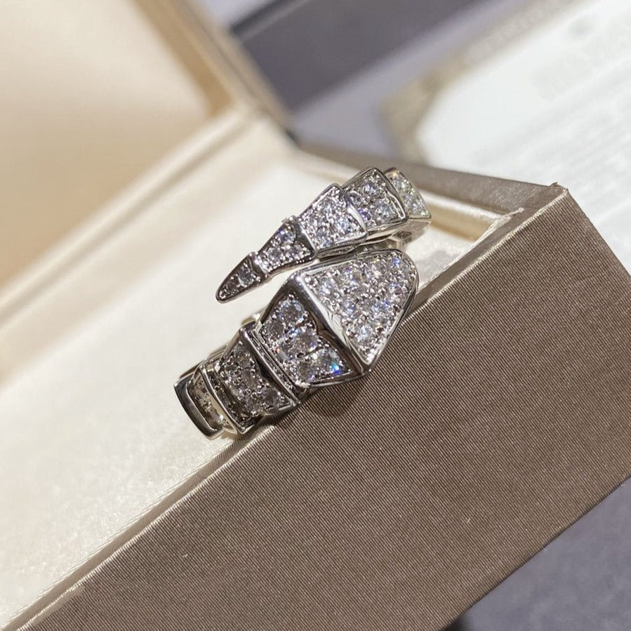 [⭐Hevara Jewelry]SERPENTI LARGE RING SILVER DIAMOND PAVED