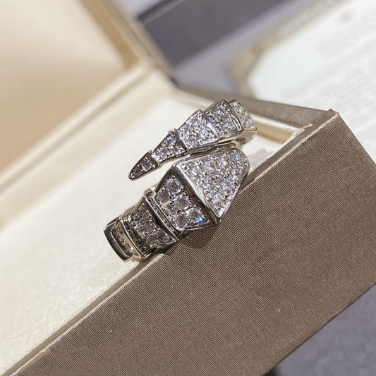 [⭐Hevara Jewelry]SERPENTI LARGE RING SILVER DIAMOND PAVED