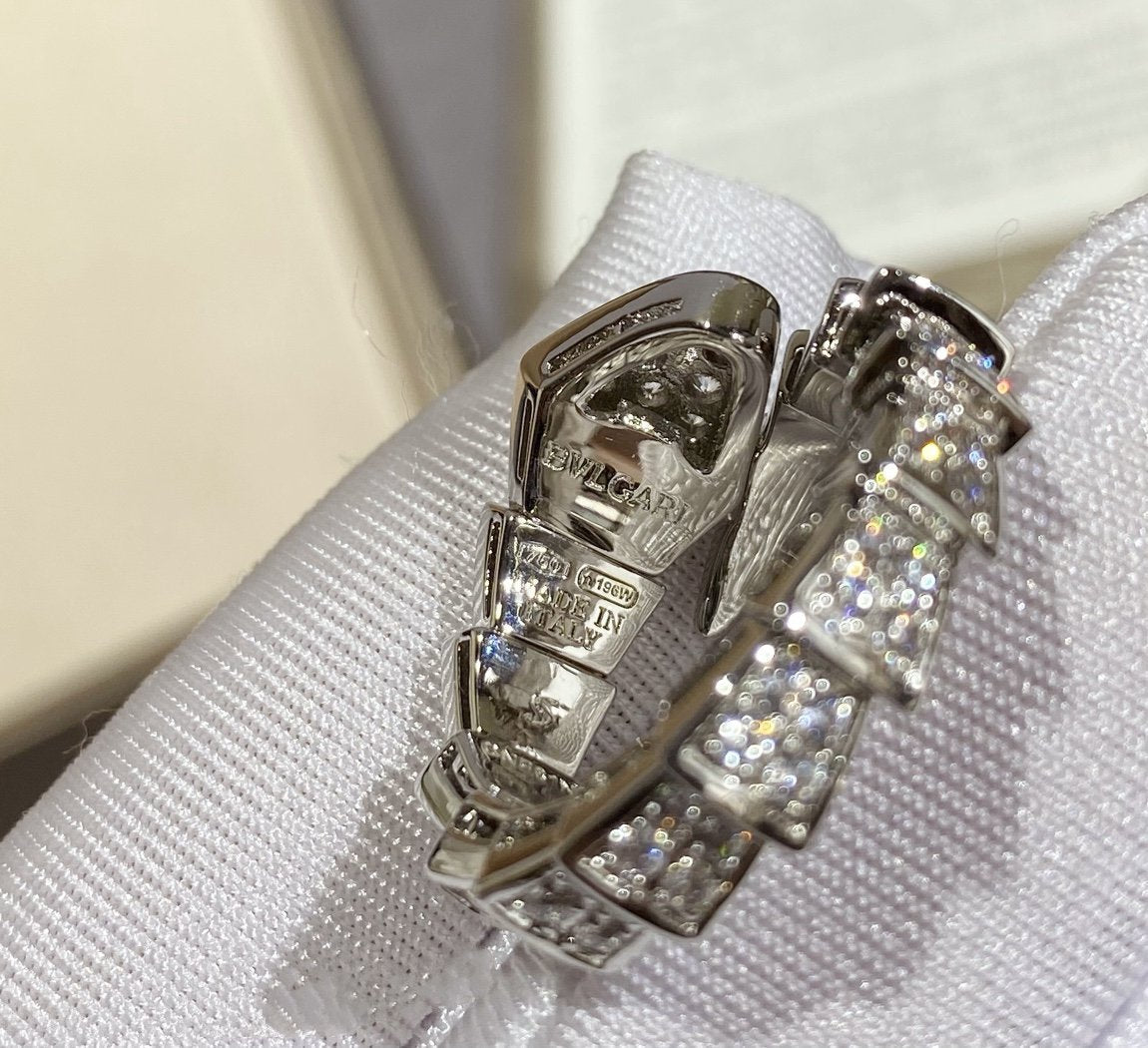 [⭐Hevara Jewelry]SERPENTI LARGE RING SILVER DIAMOND PAVED