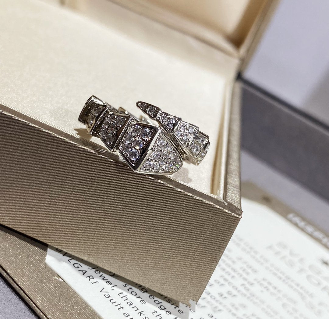 [⭐Hevara Jewelry]SERPENTI LARGE RING SILVER DIAMOND PAVED