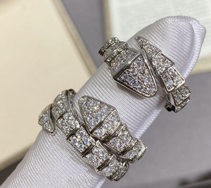 [⭐Hevara Jewelry]SERPENTI LARGE RING SILVER DIAMOND PAVED
