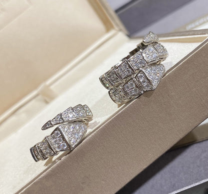 [⭐Hevara Jewelry]SERPENTI LARGE RING SILVER DIAMOND PAVED