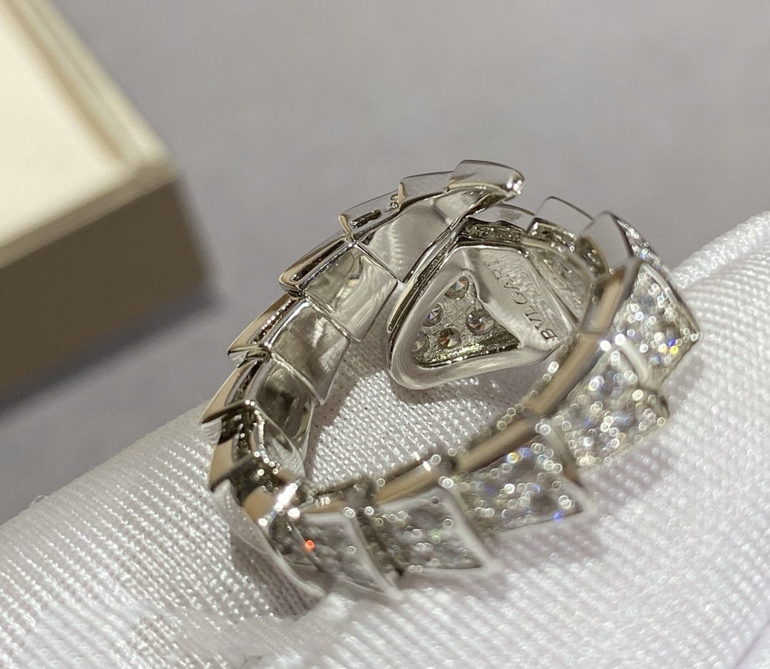 [⭐Hevara Jewelry]SERPENTI LARGE RING SILVER DIAMOND PAVED
