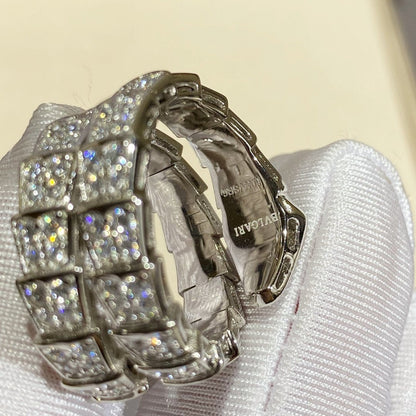 [⭐Hevara Jewelry]SERPENTI DOUBLE RING SILVER DIAMOND PAVED