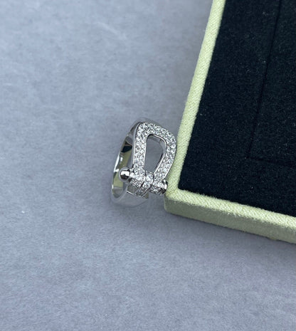 [⭐Hevara Jewelry]Wide Hoof-Shaped Diamond-Studded Ring