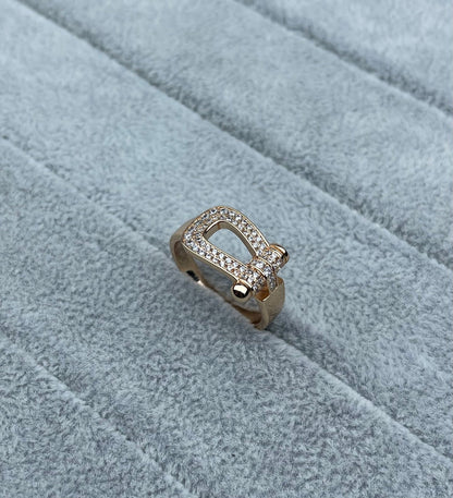 [⭐Hevara Jewelry]Wide Hoof-Shaped Diamond-Studded Ring