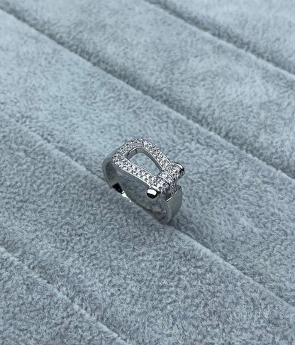 [⭐Hevara Jewelry]Wide Hoof-Shaped Diamond-Studded Ring