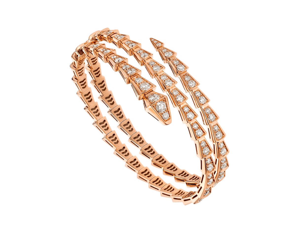 [⭐Hevara Jewelry]SERPENTI BRACELET PINK GOLD DIAMOND DOUBLE ROW