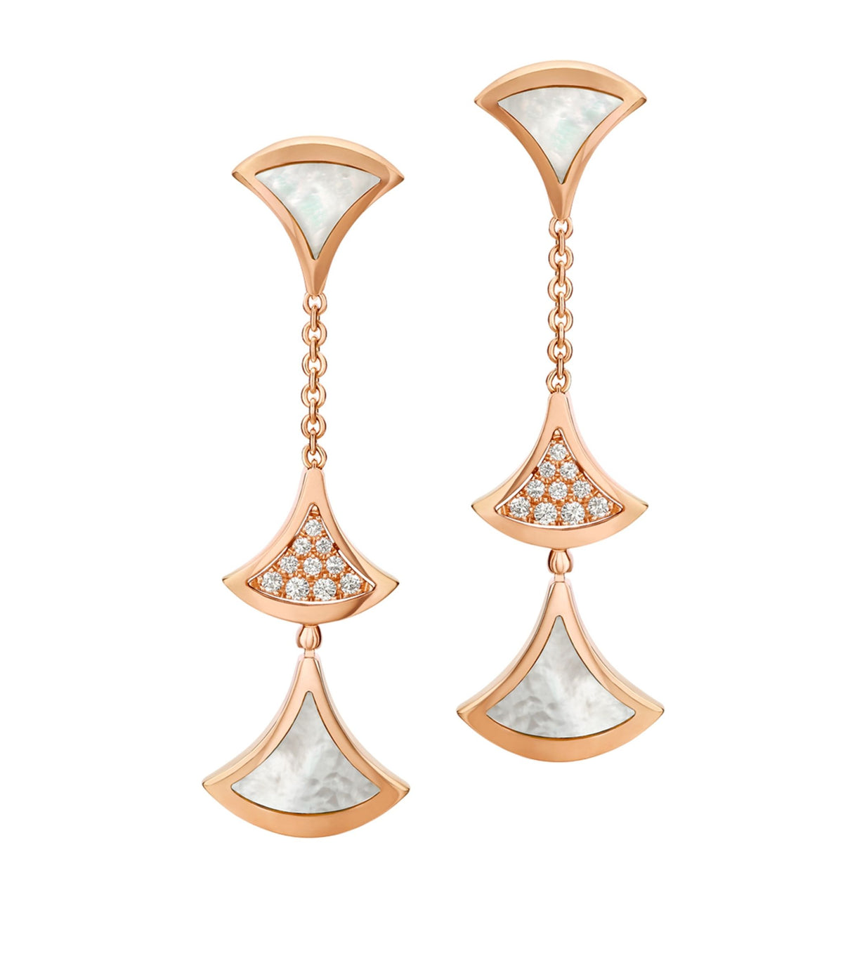 [⭐Hevara Jewelry]DREAM EARRINGS 3 MOTIFS DIAMOND MOP PINK GOLD