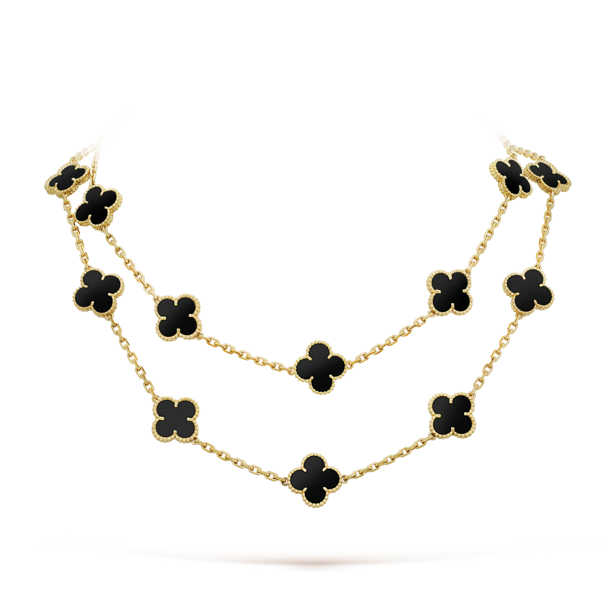 [⭐Hevara Jewelry]CLOVER 20 MOTIFS ONYX NECKLACE