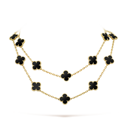 [⭐Hevara Jewelry]CLOVER 20 MOTIFS ONYX NECKLACE