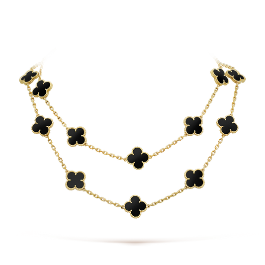 [⭐Hevara Jewelry]CLOVER 20 MOTIFS ONYX NECKLACE