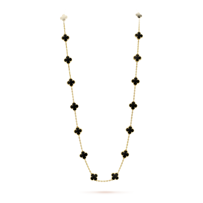 [⭐Hevara Jewelry]CLOVER 20 MOTIFS ONYX NECKLACE