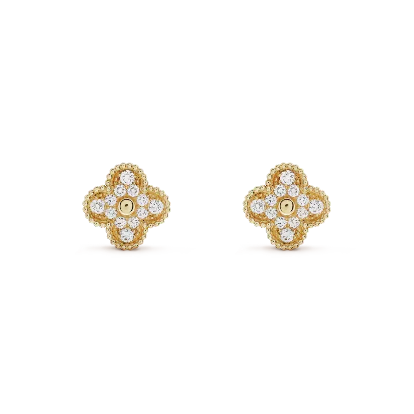 [⭐Hevara Jewelry]CLOVER MEDIUM 1 MOTIFS FUll DIAMOND EARRINGS