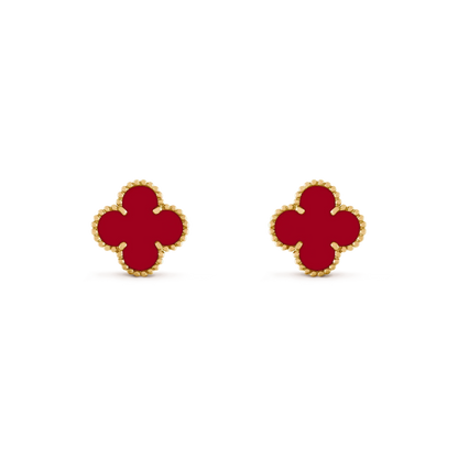 [⭐Hevara Jewelry]CLOVER MEDIUM 1 MOTIFS CARNELIAN  EARRINGS