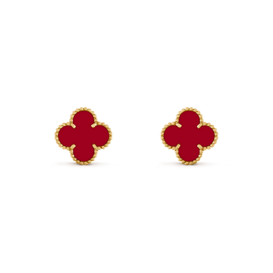 [⭐Hevara Jewelry]CLOVER MEDIUM 1 MOTIFS CARNELIAN  EARRINGS