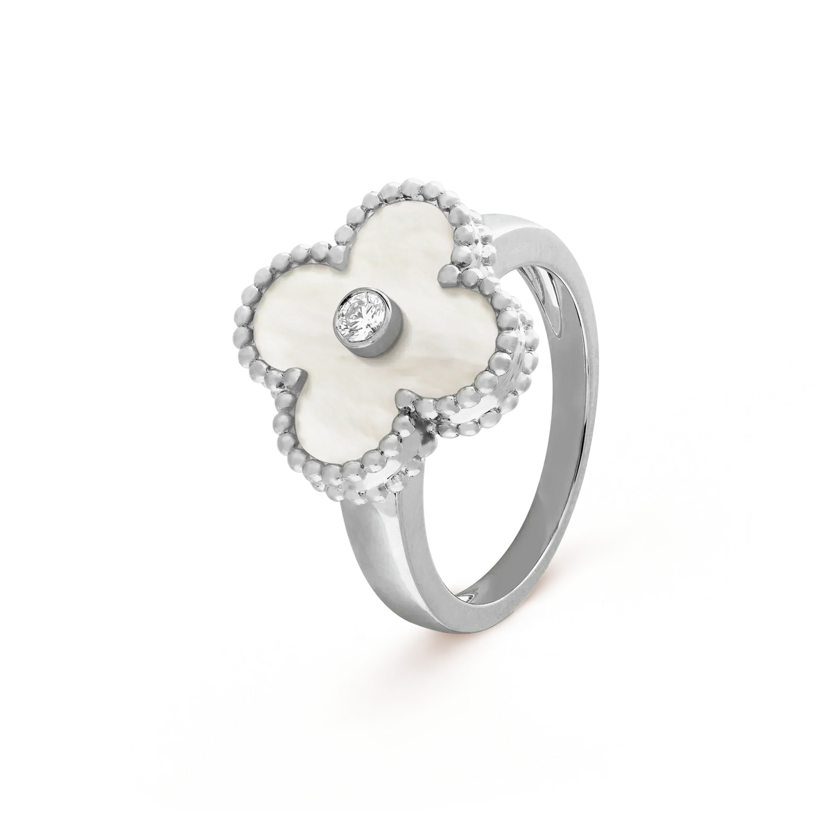 [⭐Hevara Jewelry]CLOVER SILVER MOP DIAMOND RING
