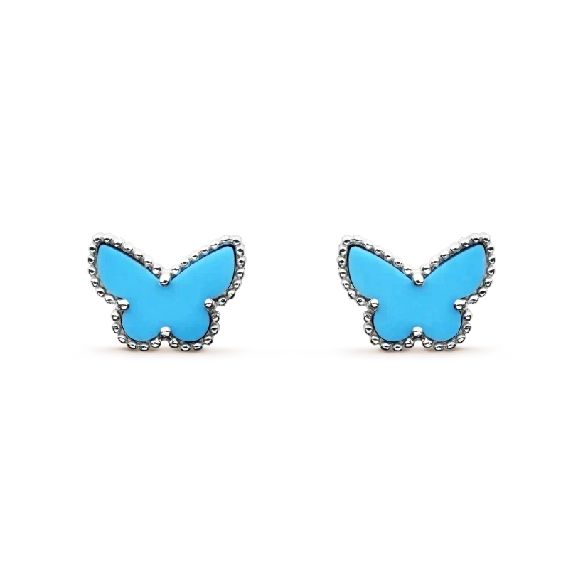 [⭐Hevara Jewelry]BUTTERFLY TURQUOISE EARRINGS SILVER