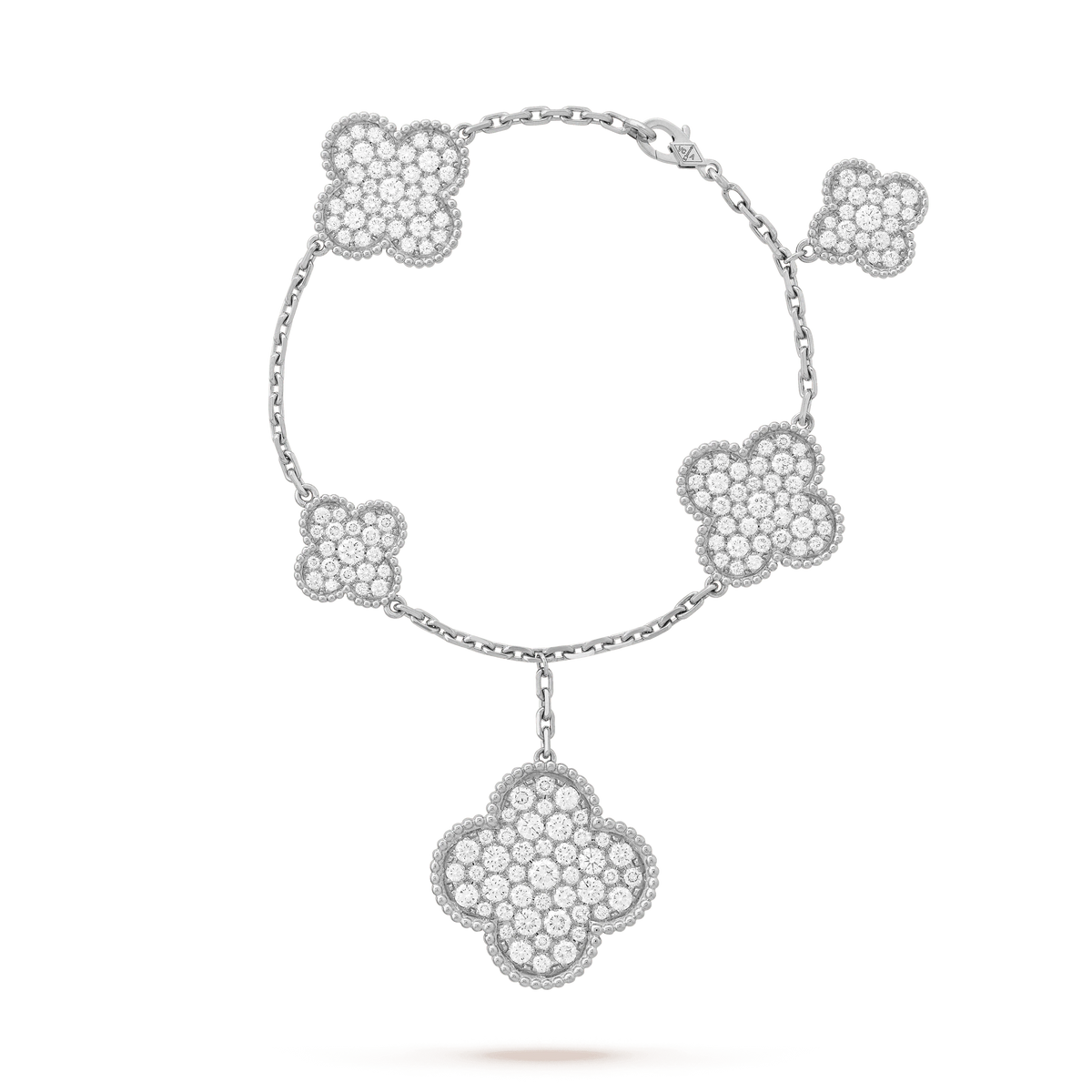[⭐Hevara Jewelry]CLOVER 6 MOTIFS SILVER DIAMOND BRACELET