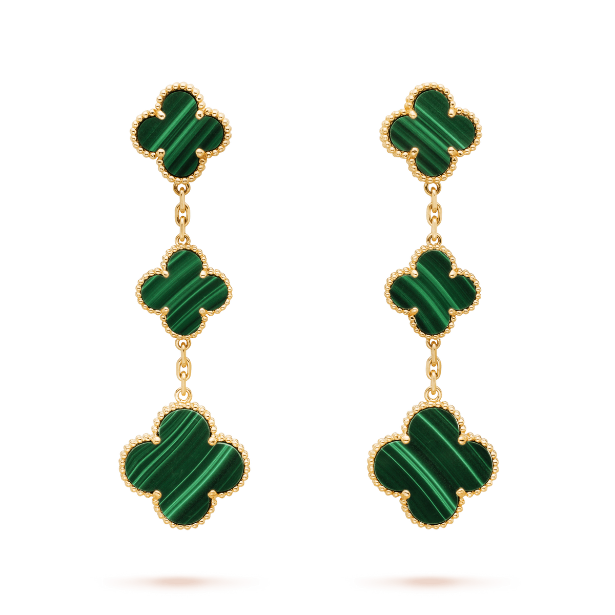 [⭐Hevara Jewelry]CLOVER MALACHITE 3 MOTIFS GOLD