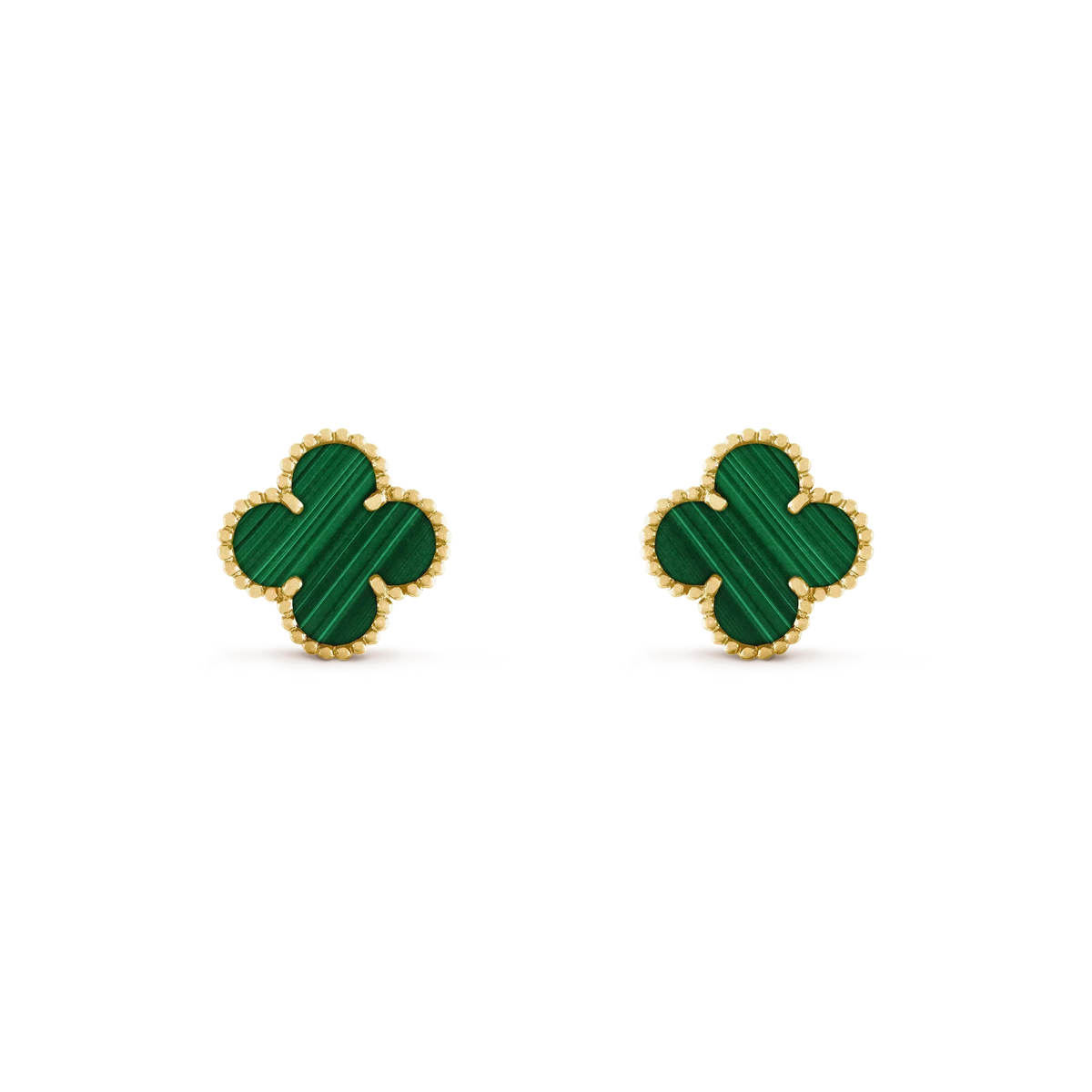 [⭐Hevara Jewelry]CLOVER MEDIUM 1 MOTIFS MALACHITE  EARRINGS