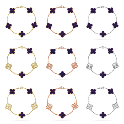 [⭐Hevara Jewelry]CLOVER 5 MOTIF PURPLE STRIPES BRACELET COLLECTION