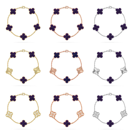 [⭐Hevara Jewelry]CLOVER 5 MOTIF PURPLE STRIPES BRACELET COLLECTION