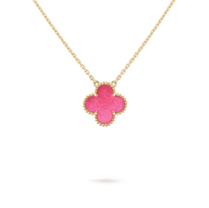 [⭐Hevara Jewelry] NEW CLOVER 15MM PINK ENAMEL NECKLACE