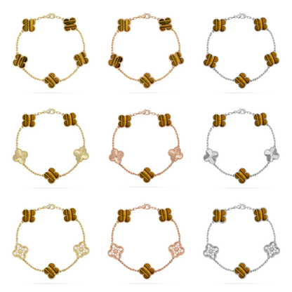 [⭐Hevara Jewelry] CLOVER 5 MOTIFS TIGER EYE BRACELET COLLECTION