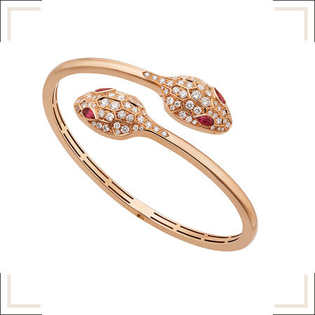 [⭐Hevara Jewelry]SERPENTI BRACELET PINK GOLD DIAMOND DOUBLE SNAKE