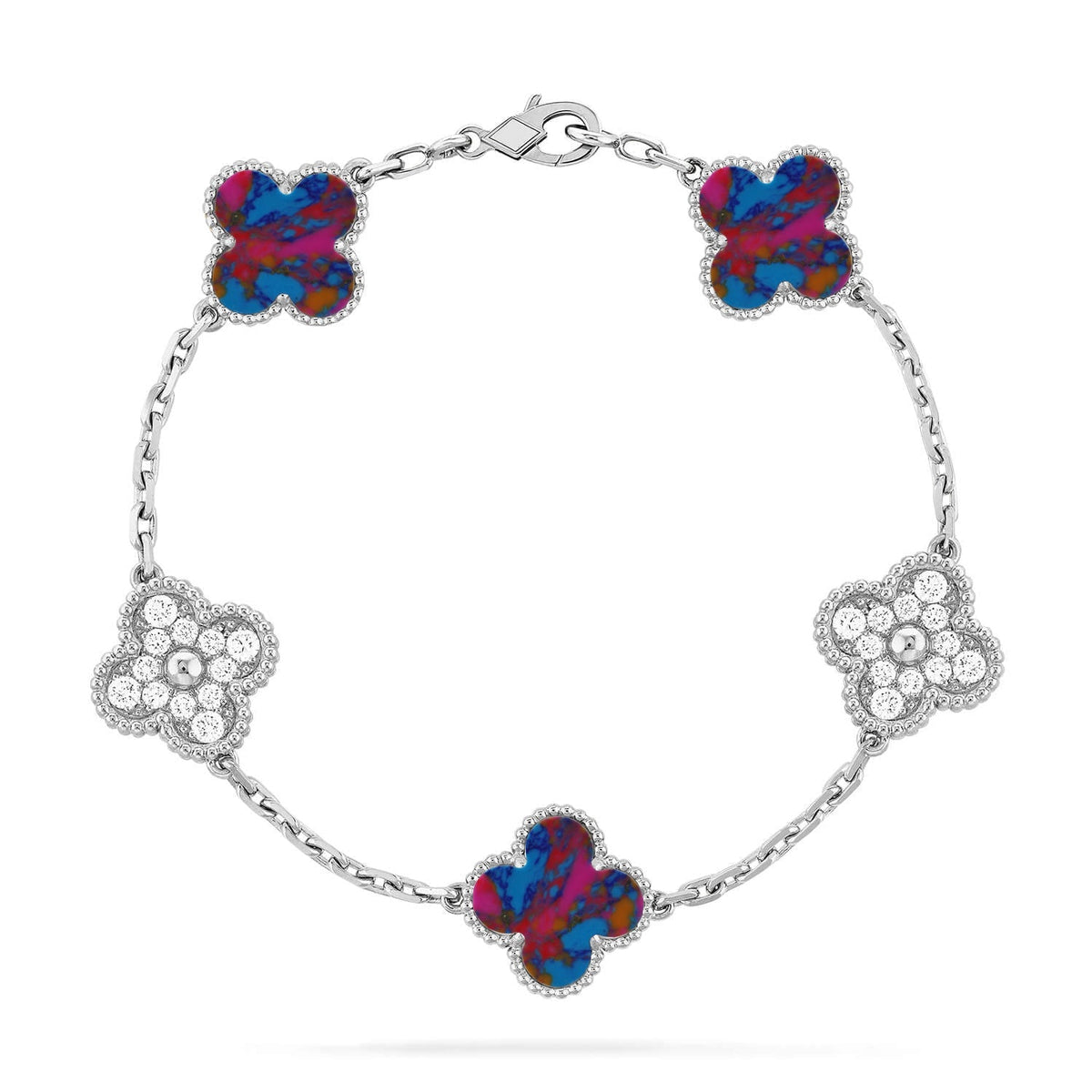 [⭐Hevara Jewelry]CLOVER 5 MOTIF COLOR GEMSTONES BRACELET COLLECTION