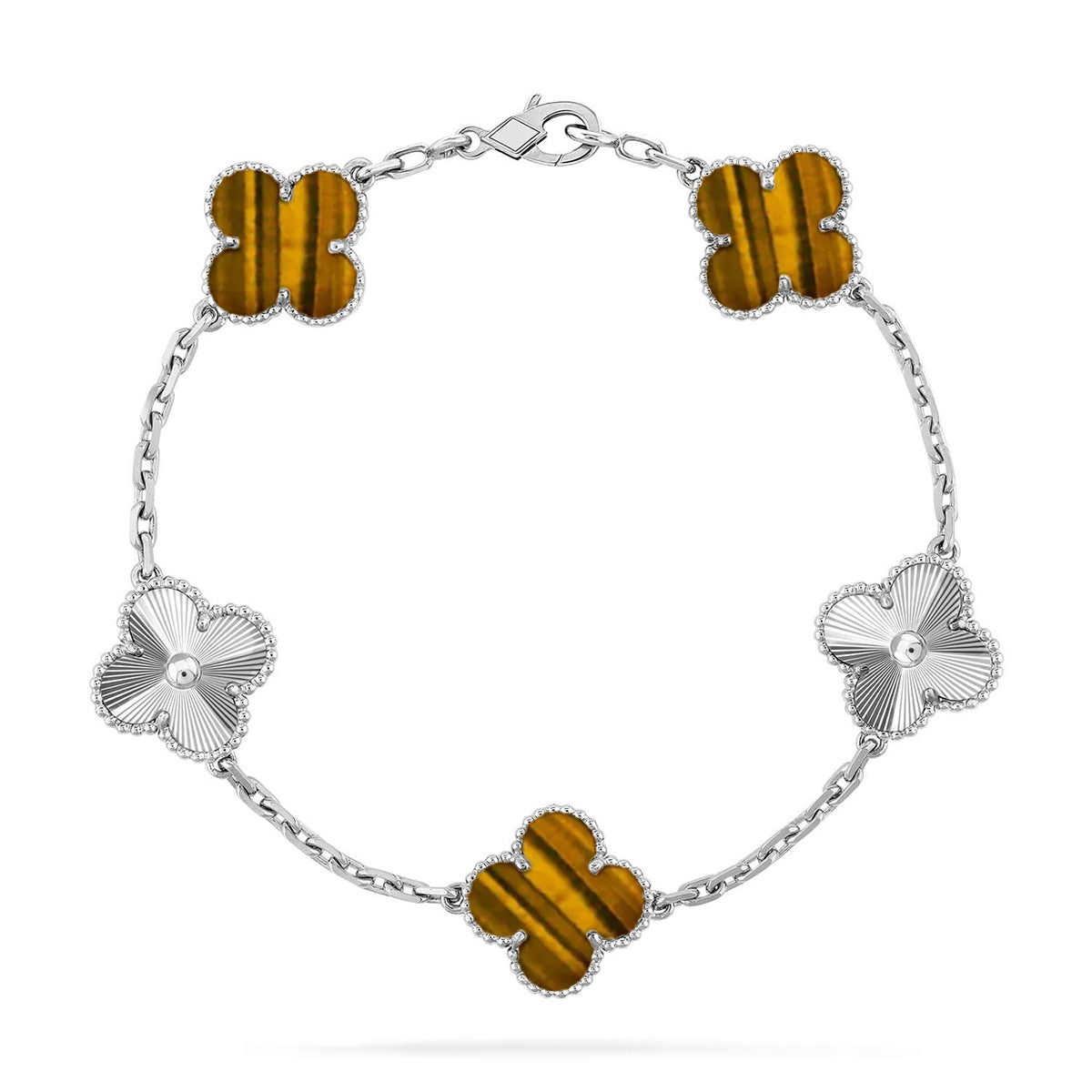 [⭐Hevara Jewelry] CLOVER 5 MOTIFS TIGER EYE BRACELET COLLECTION