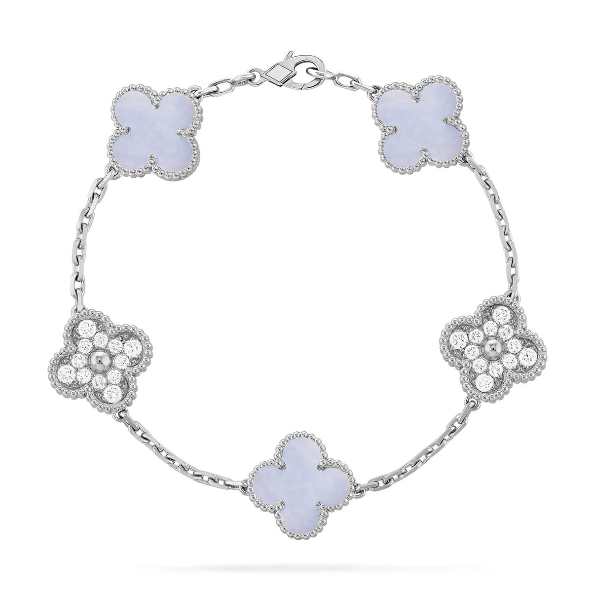 [⭐Hevara Jewelry] CLOVER 5 MOTIF PURPLE CHALCEDONY BRACELET COLLECTION