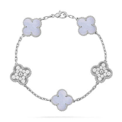 [⭐Hevara Jewelry] CLOVER 5 MOTIF PURPLE CHALCEDONY BRACELET COLLECTION