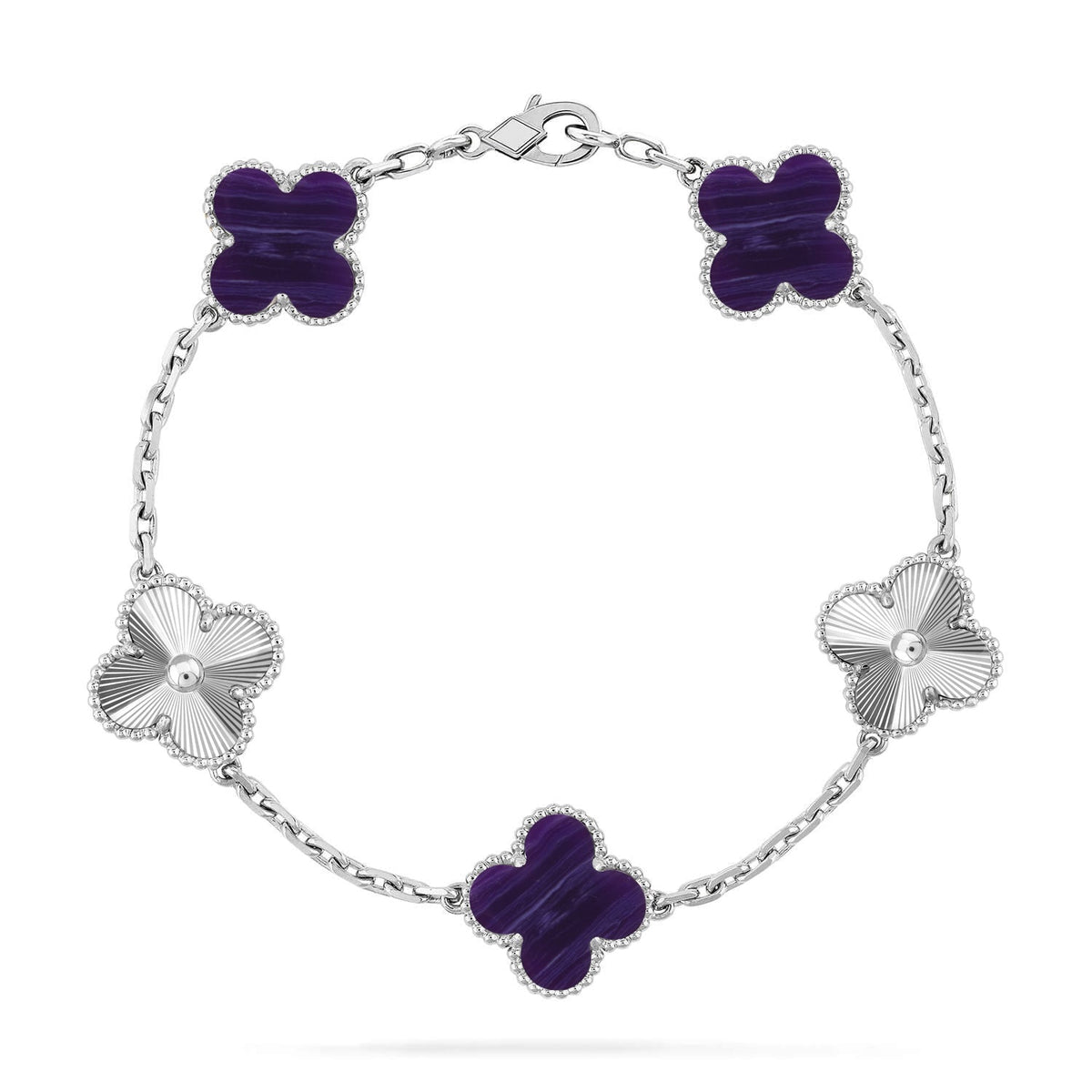[⭐Hevara Jewelry]CLOVER 5 MOTIF PURPLE STRIPES BRACELET COLLECTION