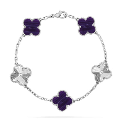 [⭐Hevara Jewelry]CLOVER 5 MOTIF PURPLE STRIPES BRACELET COLLECTION