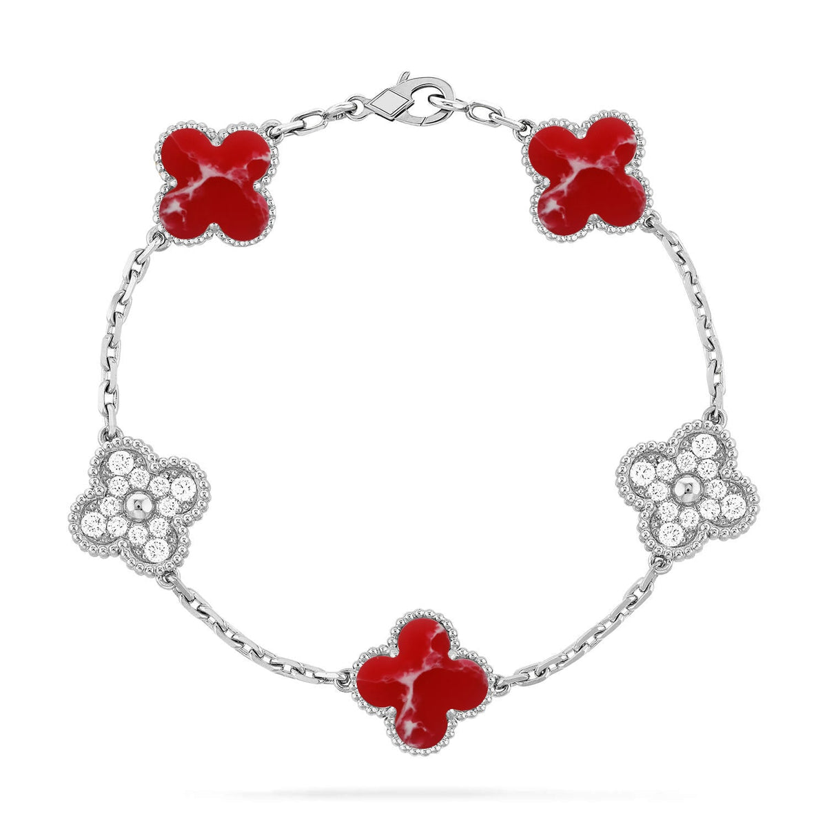 [⭐Hevara Jewelry]CLOVER 5 MOTIF RED PATTERN BRACELET COLLECTION