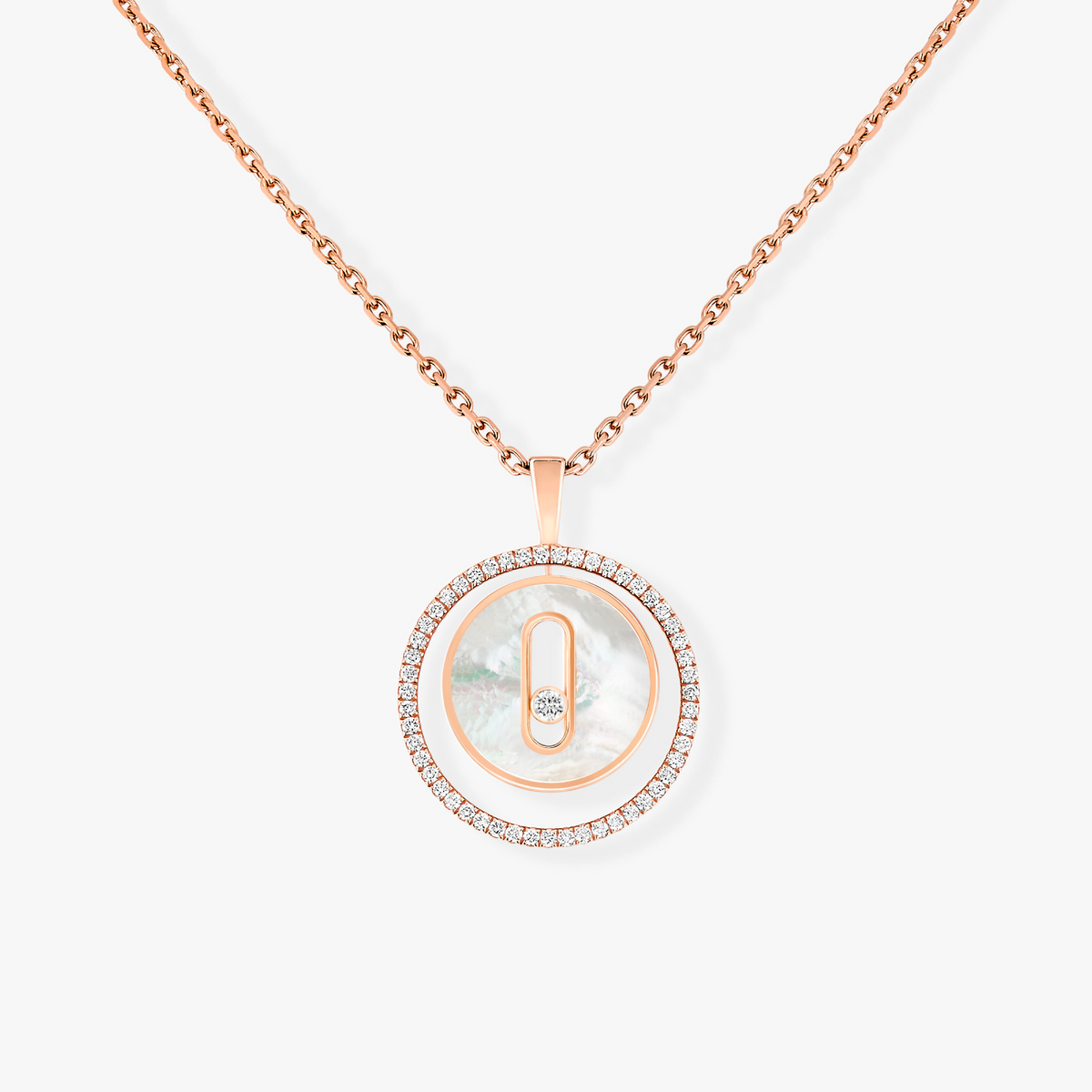 [⭐Hevara Jewelry]Demo MOVE 1 DIAMOND WHITE MOTHER OF PEARL PINK GOLD DIAMOND NECKLACE
