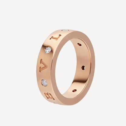 [⭐Hevara Jewelry]ZERO 1 ESSENTIAL PINK GOLD BAND WITH DIAMONDS RING
