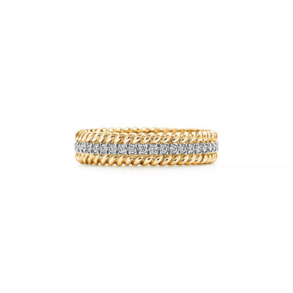 [Hevara Jewelry]ROPE TWO-ROW GOLD DIAMOND RING