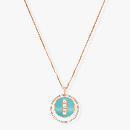 [⭐Hevara Jewelry]Demo MOVE 3 DIAMONDS TURQUOISE PINK GOLD DIAMOND NECKLACE