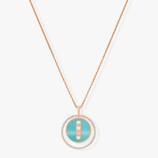[⭐Hevara Jewelry]Demo MOVE 3 DIAMONDS TURQUOISE PINK GOLD DIAMOND NECKLACE