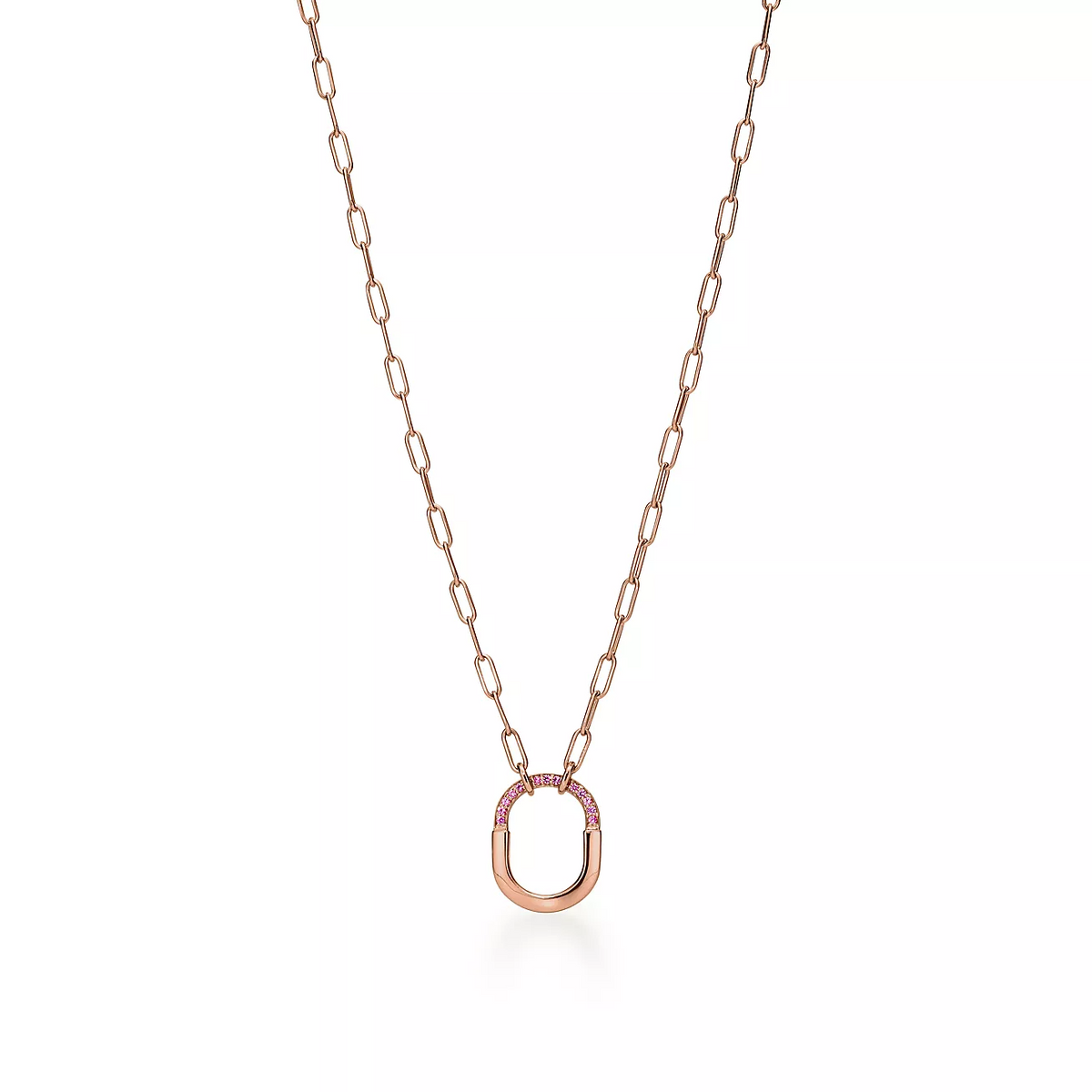 [Hevara Jewelry]LOCK SMALL PENDANT PINK DIAMOND PINK GOLD NECKLACE