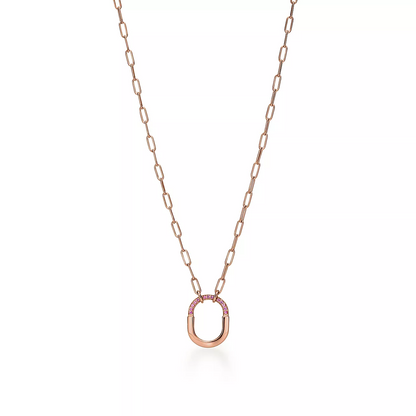 [Hevara Jewelry]LOCK SMALL PENDANT PINK DIAMOND PINK GOLD NECKLACE