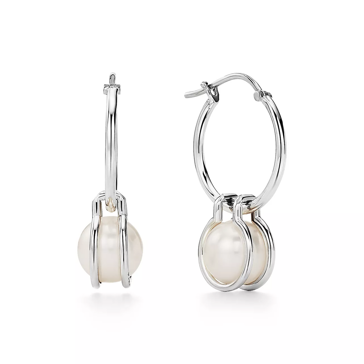 [Hevara Jewelry]PEARL HOOP SILVER EARRINGS